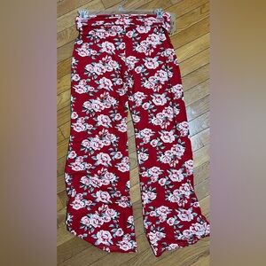 Floral Red Yoga Pants
